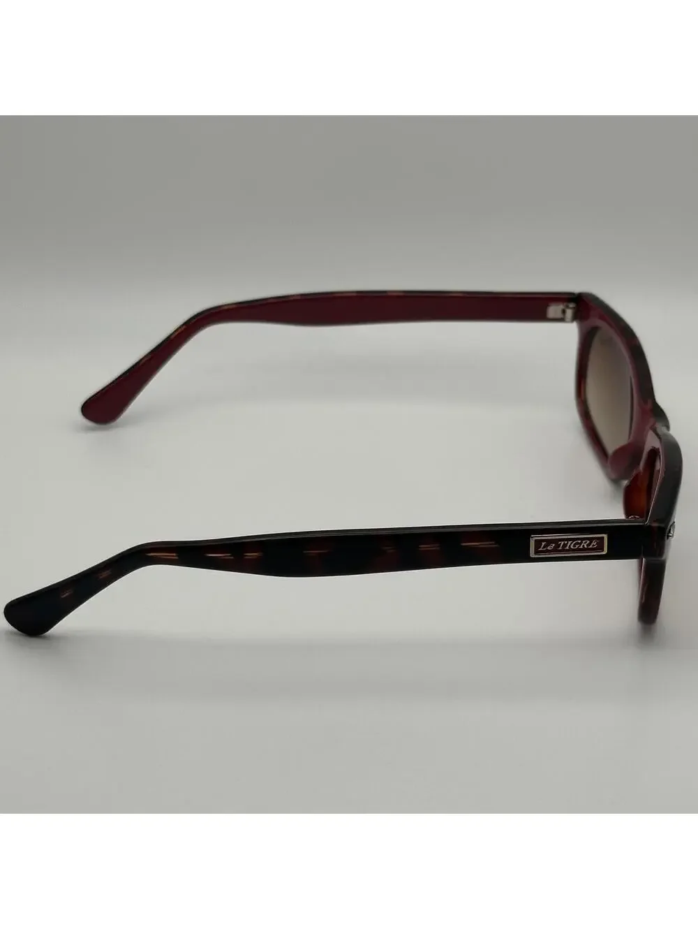 Le TIGRE Rectangular Tortoiseshell Sunglasses Burgundy Arms